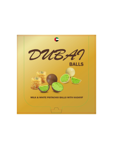 DUBAI BALLS MILK & WHITE PISTACHIO BALLS WITH KADAYIF 170G